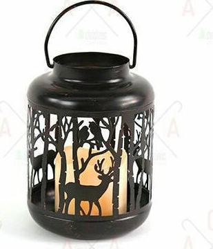 Aca Christmas Metallic Black Battery Lantern 18x12cm