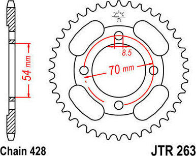 JT Sprockets Γρανάζι Πίσω 40 Δοντιών για Honda Astrea Supra 100