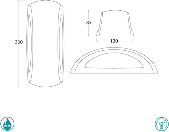 Fumagalli FRANCY-OP Επιτοίχια Εξωτερική Πλαφονιέρα E27 IP66 30x13x8.5εκ.