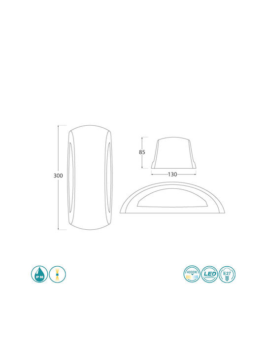 Fumagalli Francy Wall-Mounted Outdoor Ceiling Light E27 IP66 Double Beam