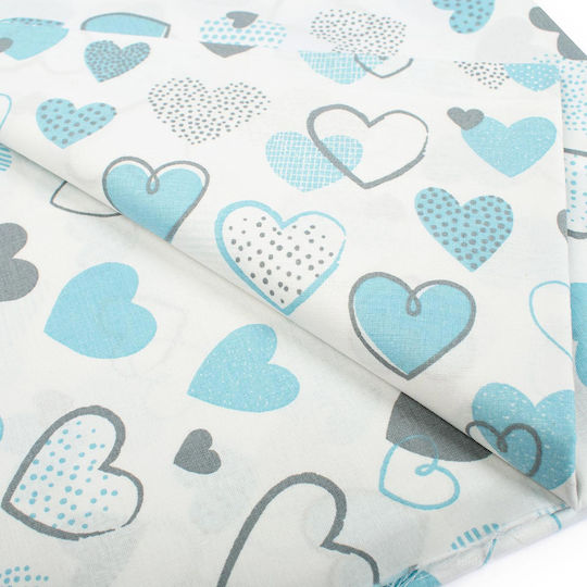 Dimcol Hearts Cotton Swaddle Wrap Light Blue 80x80cm.