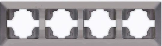 Eurolamp Switch Frame 4 Positions Horizontal Installation in Silver Color 152-12323