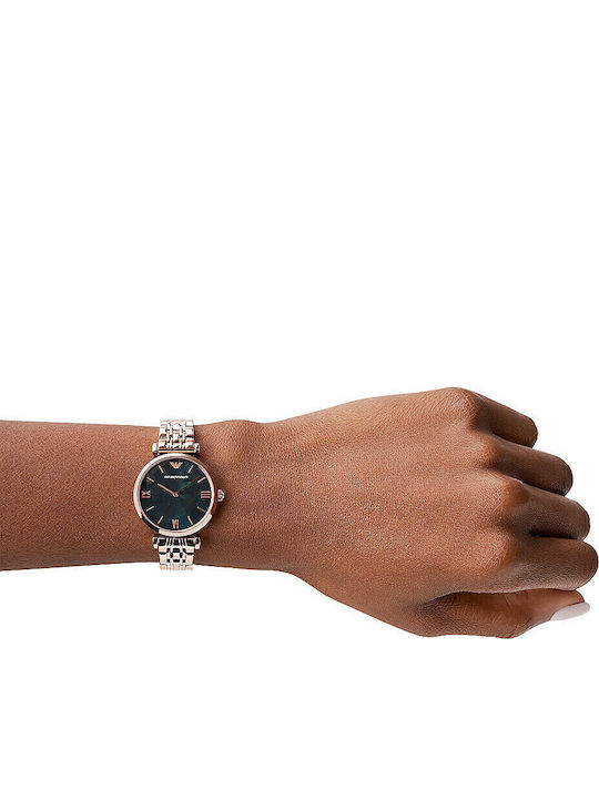 Emporio Armani Gianni T-Bar Γυναικείο Ρολόι 32mm Μπαταρίας με Ροζ Χρυσό Μεταλλικό Μπρασελέ