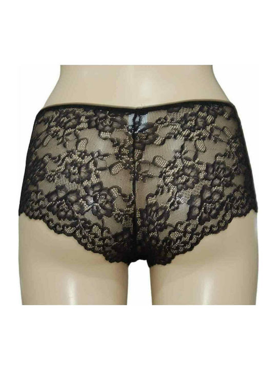 BOXER HIPSTER PENTRU FEMEI CU DANTELĂ FONTANA DI VITA 921 390-25 - NEGRU