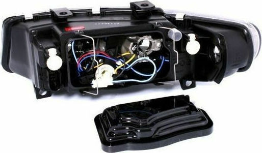Depo Front Lights Angel Eyes for Seat Leon / Toledo Black 1999-2004