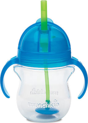 Munchkin Cănuțe pentru Copii și Bebeluși cu Mânere și Pai Click Lock din Plastic Albastru 1buc 207ml pentru m+