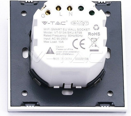 V-TAC Μονή Χωνευτή Πρίζα Ρεύματος Wi-Fi Λευκή