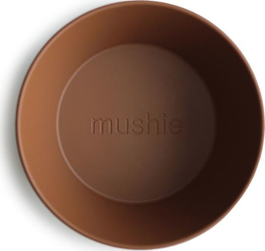 Mushie Παιδικό Μπωλ Φαγητού Dinner από Πλαστικό Καφέ 2τμχ