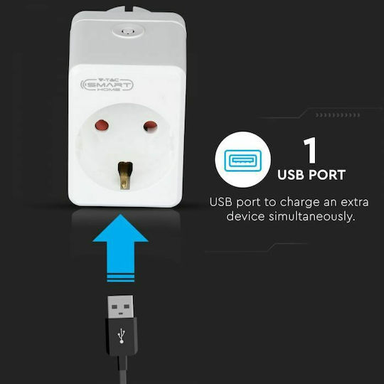 V-TAC Inteligent Un singur soclu cu 1 USB-A