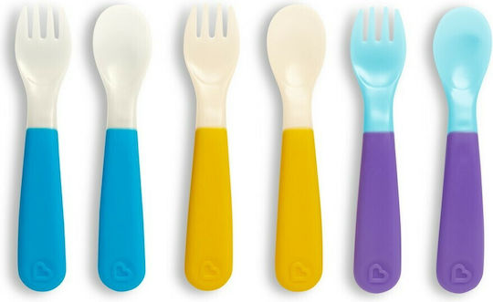Munchkin Baby Set with Fork with Temperature Indicator made of Plastic for 12+ months Multicolor 6pcs