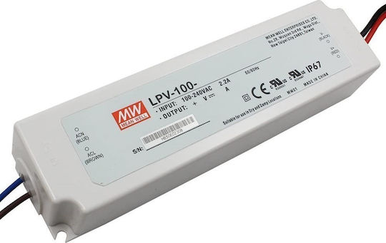Mean Well Einstellbares Dimmbares LED-Netzteil Wasserdicht IP67 Leistung 100W mit Ausgangsspannung 12V 2 Stück
