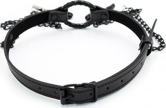 IntoYou Black Shadow Gag with Nipple Clamps Φίμωτρο Vegan Leather σε Μαύρο Χρώμα