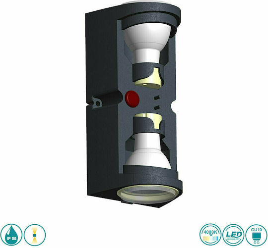 Fumagalli Marta 90 Wall-Mounted Outdoor Spot Light GU10 IP55 Double Beam