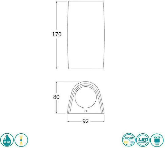 Fumagalli Marta 90 Wall-Mounted Outdoor Spot Light GU10 IP55 Double Beam