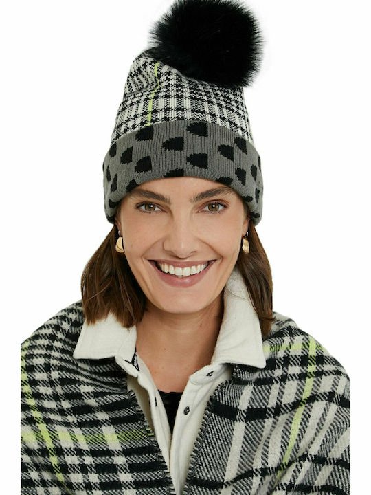 Monogram Pom Pom Beanie Frauen Beanie Gestrickt in Schwarz Farbe