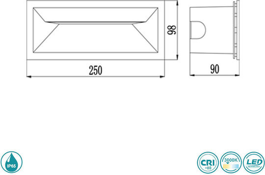 Sun Light Wall-Mounted Outdoor Ceiling Light LED IP65 12.5W 9.8x25εκ.