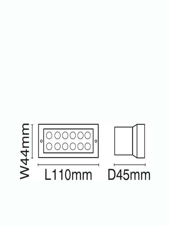 VK Lighting Стенен Външен Плафон LED IP54 1.2W с Синя светлина 11x4.4εκ.