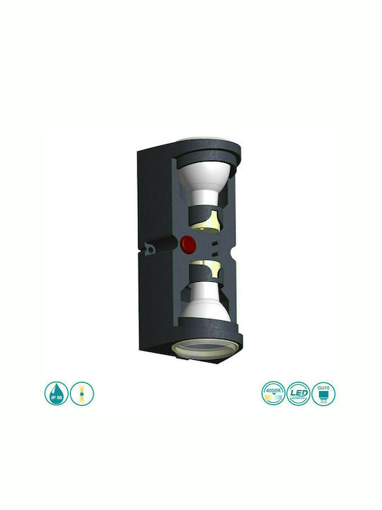 Fumagalli Marta 90 Wall-Mounted Outdoor Spot GU10 IP55 Double Beam 9.2x8x17cm