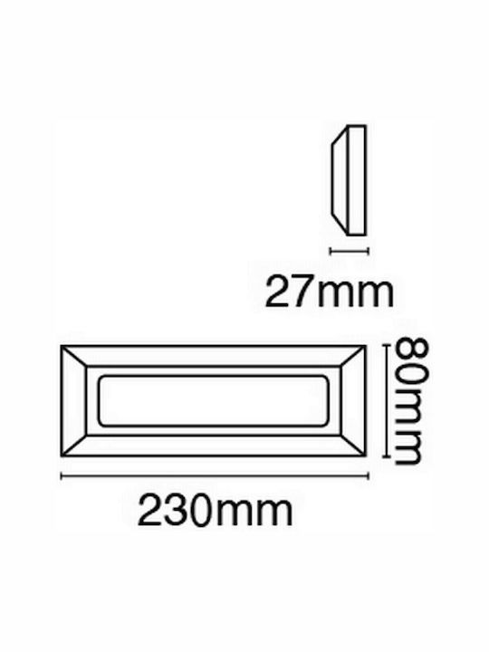 VK Lighting VK/02024/G/W Wandmontierte Außen-Deckenleuchte LED IP65 3W mit Warmweiß Licht 23x8εκ.