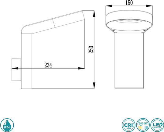 Sun Light Aplica de exterior montată pe perete LED IP54 6W 23.5x25εκ.
