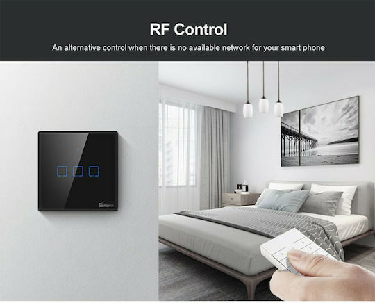 Sonoff Recessed Touch Wall Switch Wi-Fi Lighting One-Way with Frame Black