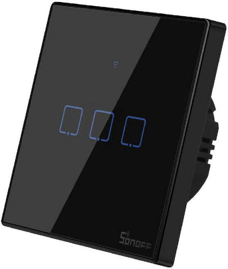 Sonoff ΤΧ-T3EU3C Recessed Touch Wall Switch Wi-Fi Lighting Triple with Frame Black