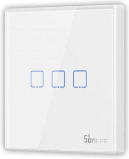 Sonoff RF-T2EU3C Wall-mounted Triple Touch Wall Switch with White Frame