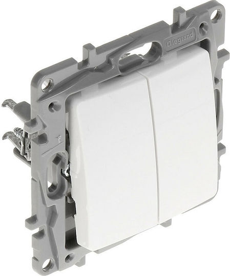 Legrand Niloe Recessed Double Wall Switch Without Frame Aller Retour White