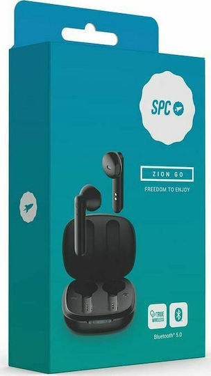 SPC Zion Go Earbud Bluetooth Handsfree Ακουστικά με Αντοχή στον Ιδρώτα και Θήκη Φόρτισης Μαύρα