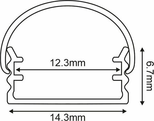 Aca Cruz External Aluminum Profile for LED Strip with Opal Cover 200x1.4x0.6cm