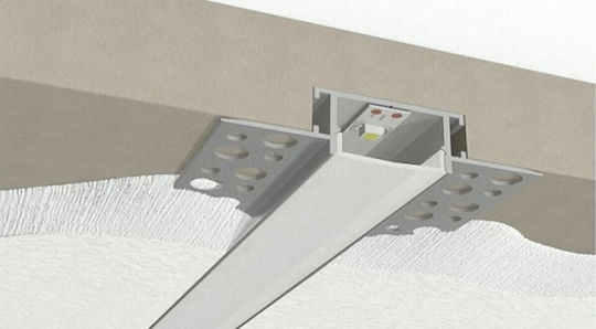GloboStar Walled Aluminum Profile for LED Strip with Opal Cover for Drywall 100x6.6x1.3cm