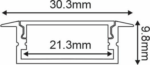 Aca Norm Walled Aluminum Profile for LED Strip with Opal Cover 200x3x0.9cm
