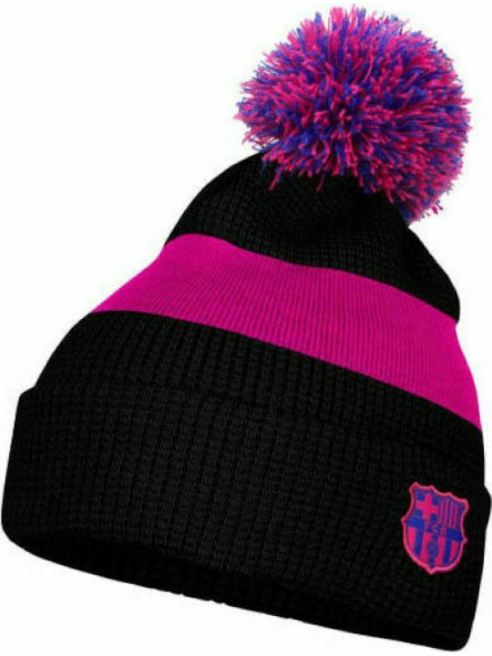 Nike Fc Barcelona Pom Pom Beanie Frauen Beanie mit Rippstrick in Schwarz Farbe