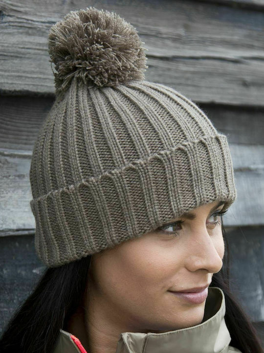 Result R369X Ribbed Beanie Cap Brown