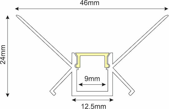 Aca Walled Aluminum Profile for LED Strip Corner with Opal Cover 200x4.6x2.4cm