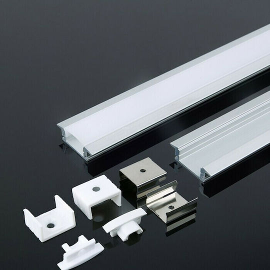 V-TAC Gemauert Aluminiumprofil für LED-Streifen mit Opal Abdeckung 200x2.4x0.7cm