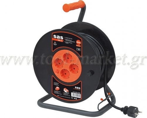 SAS Cablu de prelungire 4 locuri cu cablu de 50m Diametru 3 x 1.5mm² Neagră