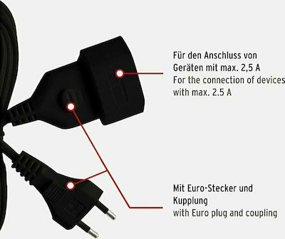 Brennenstuhl BCR2040 Extension Cable Cord 2x0.75mm²/5m Black