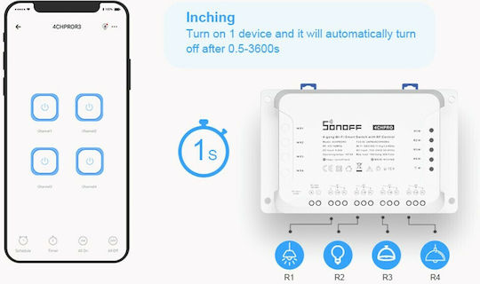 Sonoff 4CH PRO R3 Smart Switch 4 Καναλιών Wi-Fi & RF 10A