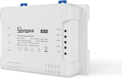 Sonoff 4CH R3 Smart Ενδιάμεσος Διακόπτης Wi-Fi σε Λευκό Χρώμα