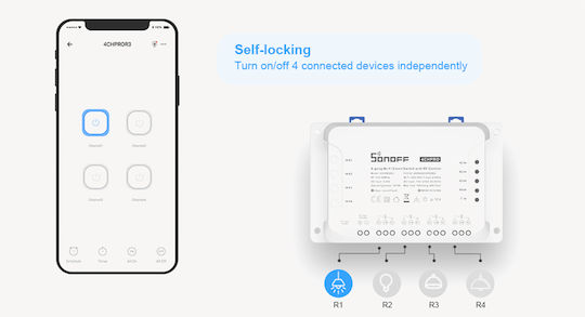Sonoff 4CH PRO R3 Smart Switch 4 Καναλιών Wi-Fi & RF 10A