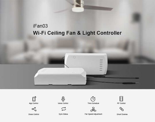 Sonoff iFan03 Smart Switch 1 Καναλιού Wi-Fi & RF 5A με Τηλεχειριστήριο SNF-IFAN03