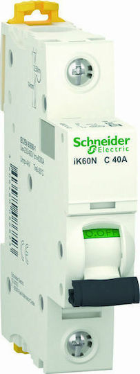 Schneider Electric Acti 9 iK60N 1-Pole Automatic Circuit Breaker 40A C40A 6kA A9K24140