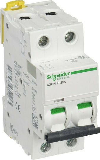 Schneider Electric Αυτόματη Ασφάλεια 20A Διπολική AC/DC A9F74220