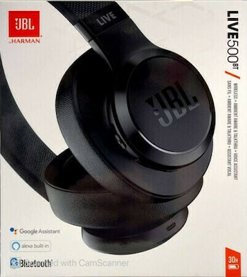 JBL Live 500BT Ασύρματα/Ενσύρματα Over Ear Ακουστικά με 30 ώρες Λειτουργίας Μαύρα