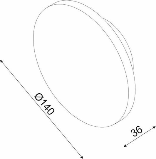 Aca Eclipse Μοντέρνο Φωτιστικό Τοίχου με Ενσωματωμένο LED και Θερμό Λευκό Φως 14εκ.