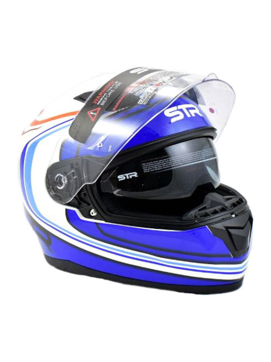 STR R1 Icon Full Face Helmet with Sun Visor ECE 22.05 White/Blue 693-30-3520001