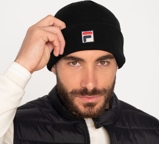 Beanie Unisex Σκούφος με Rib Πλέξη σε Μαύρο χρώμα