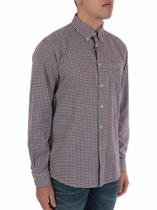 Padshaw Long-sleeved Cotton Shirt Checked Burgundy
