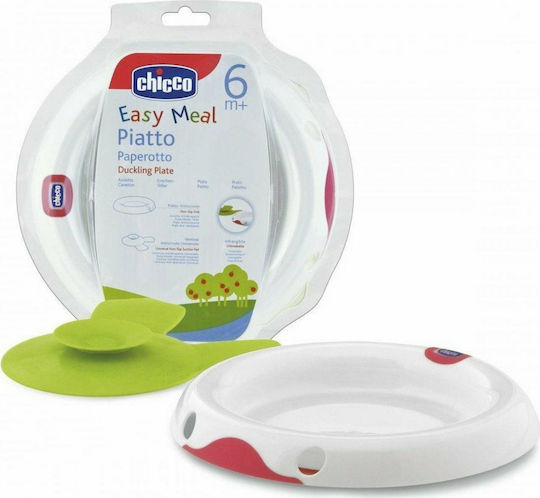 Chicco Детска Чиния за Хранене Чиния с вендуза, 6m+ от Пластмаса Бял 3бр